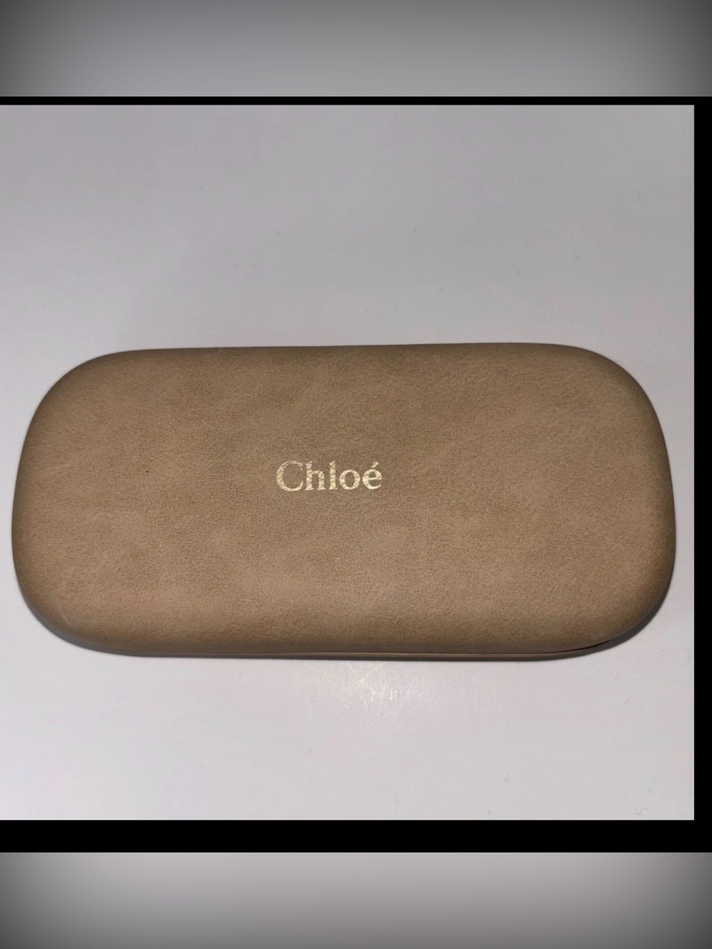 Chloe Hard Case ONLY Sunglasses Reading Glasses Clamshell Tan Suede Gold Logo